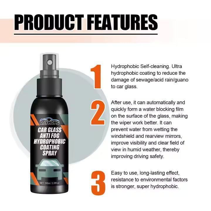 Car Glass Anti- Fog Hydrophobic Coating 100ML (Pack of 2)