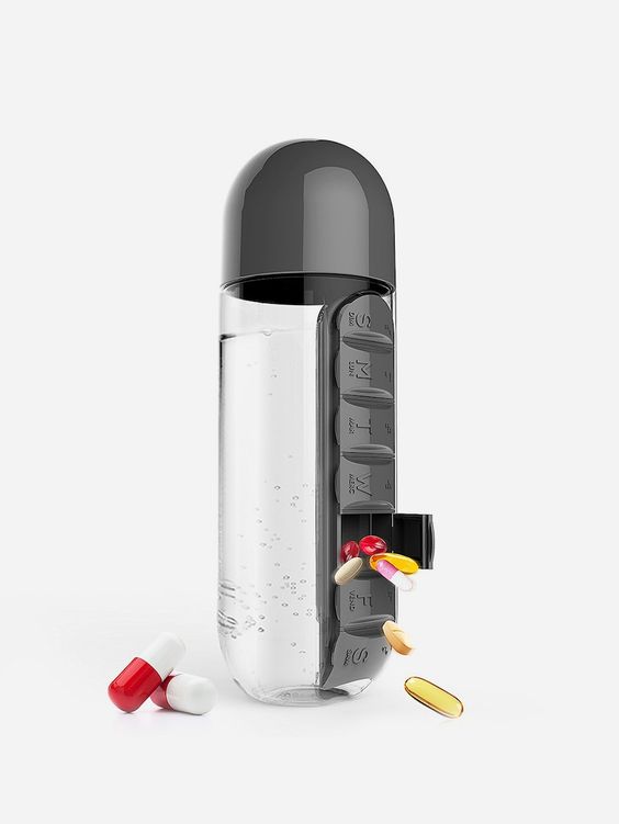 Pills Storage Bottle with Built-In Weekly Pill Organizer