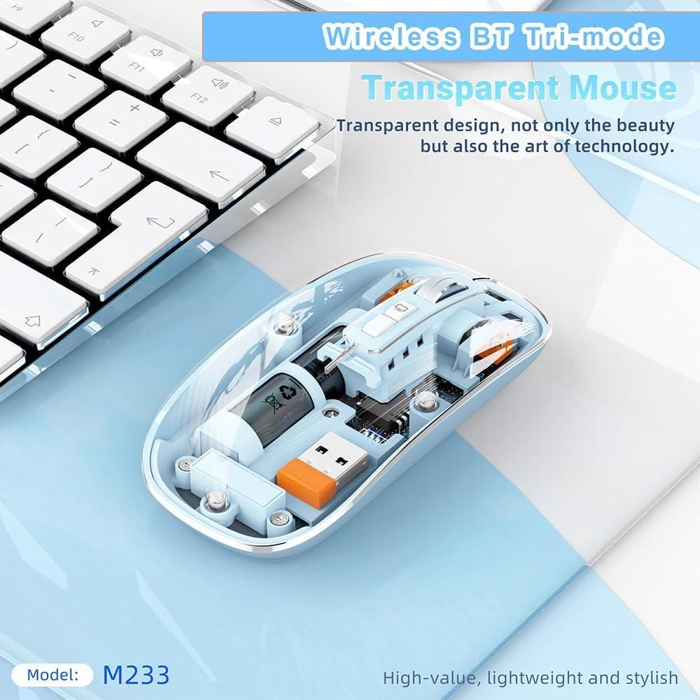 Rechargeable Transparent Mouse - Multi-Mode with Desktop Shortcut