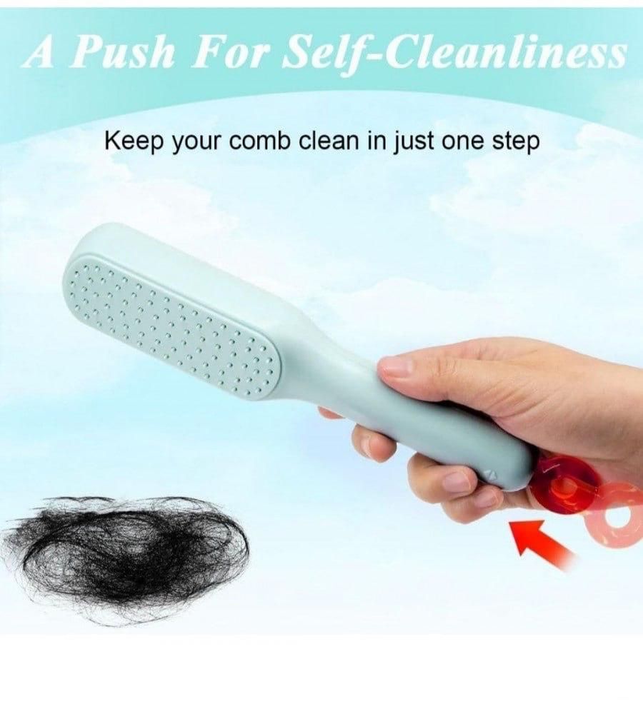 Self-Cleaning Hair Brush with Retractable Bristles - Anti-Static and Scalp Massage