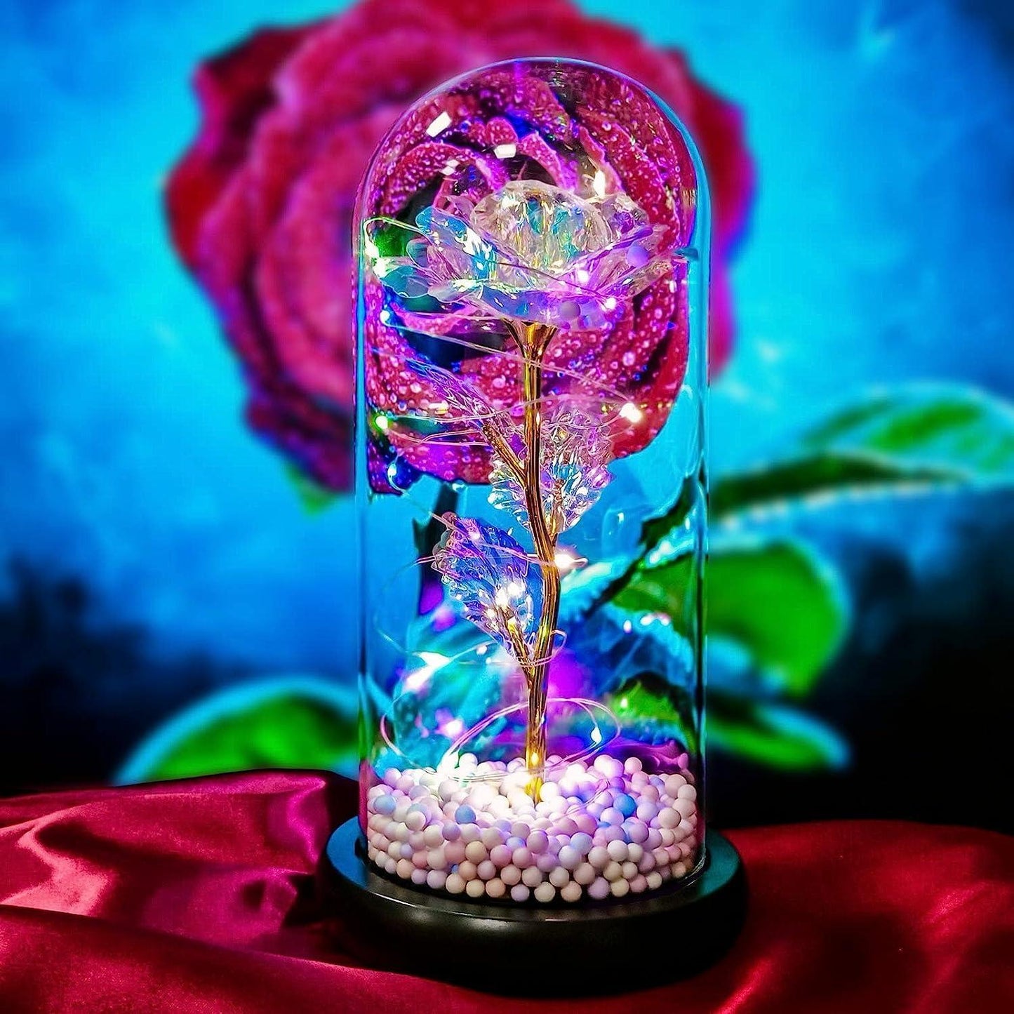 LED Galaxy Rose in Glass Dome - Romantic Gift for Special Occasions