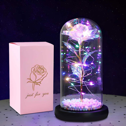 LED Galaxy Rose in Glass Dome - Romantic Gift for Special Occasions