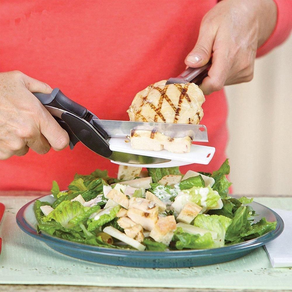 2-in-1 Clever Cutter – Kitchen Knife with Built-In Mini Cutting Board