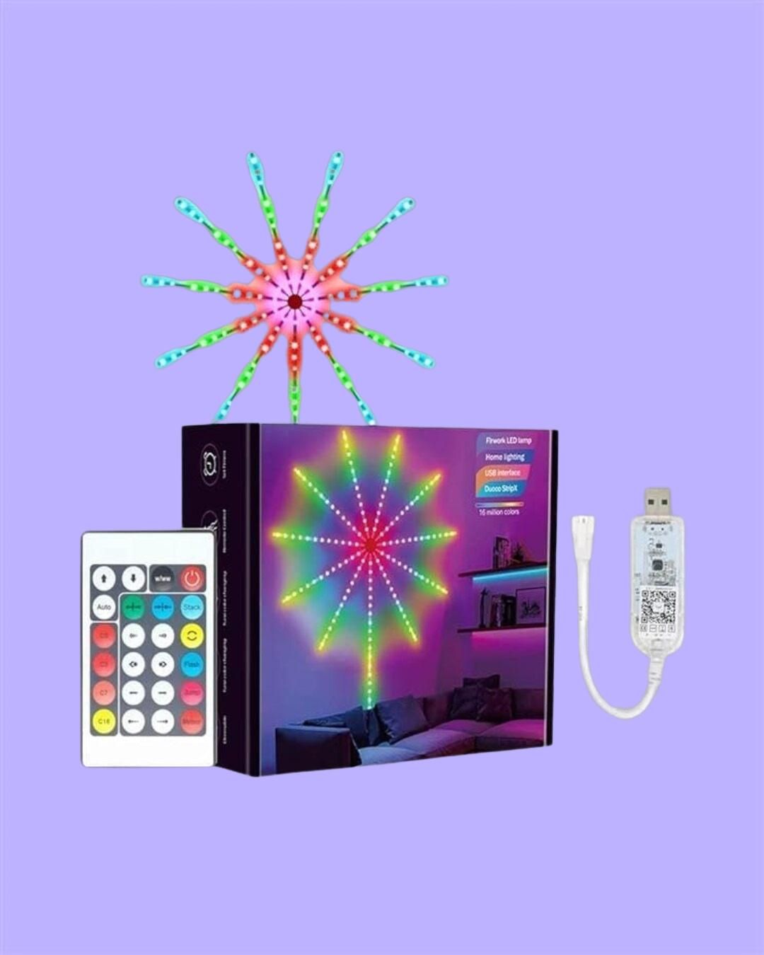 Smart Firework LED Strip Light – RGB Multicolor, Dimmable, and App-Controlled