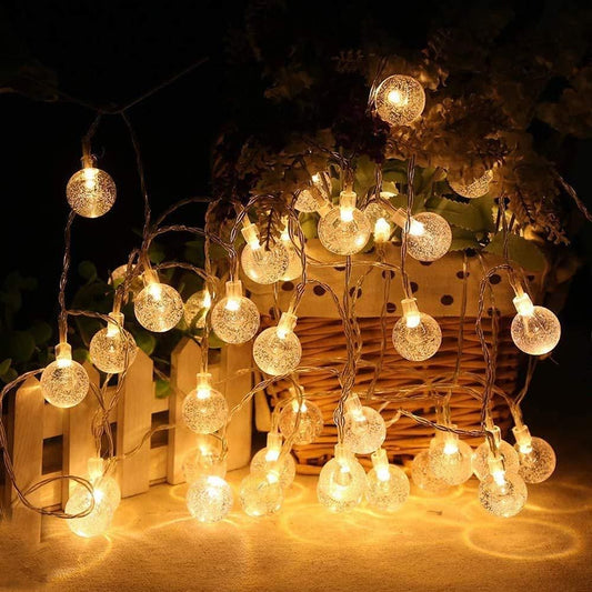 16 LED Crystal Balls String Light – Yellow, 3.5M (Warm Festive Decoration)