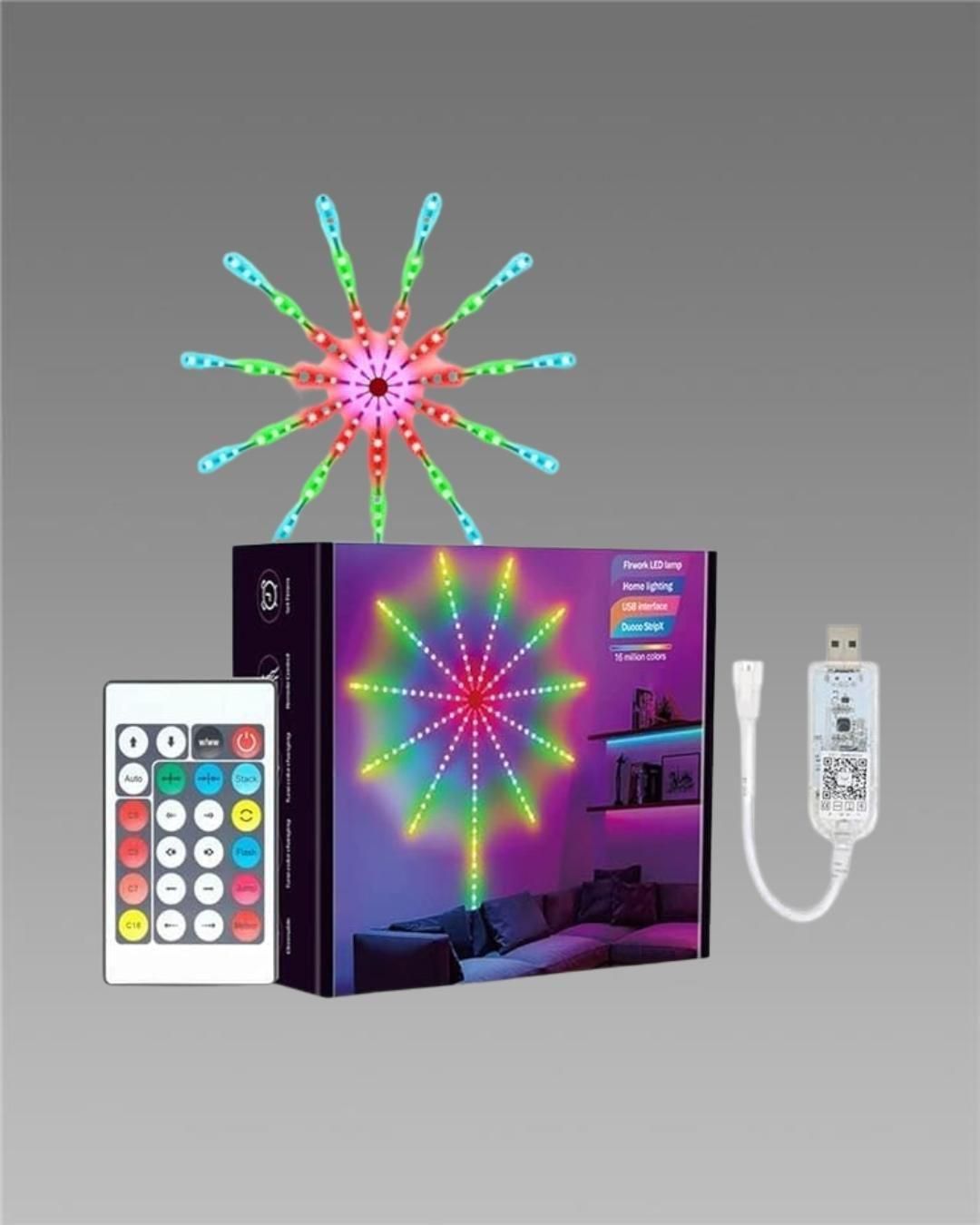 Smart Firework LED Strip Light – RGB Multicolor, Dimmable, and App-Controlled