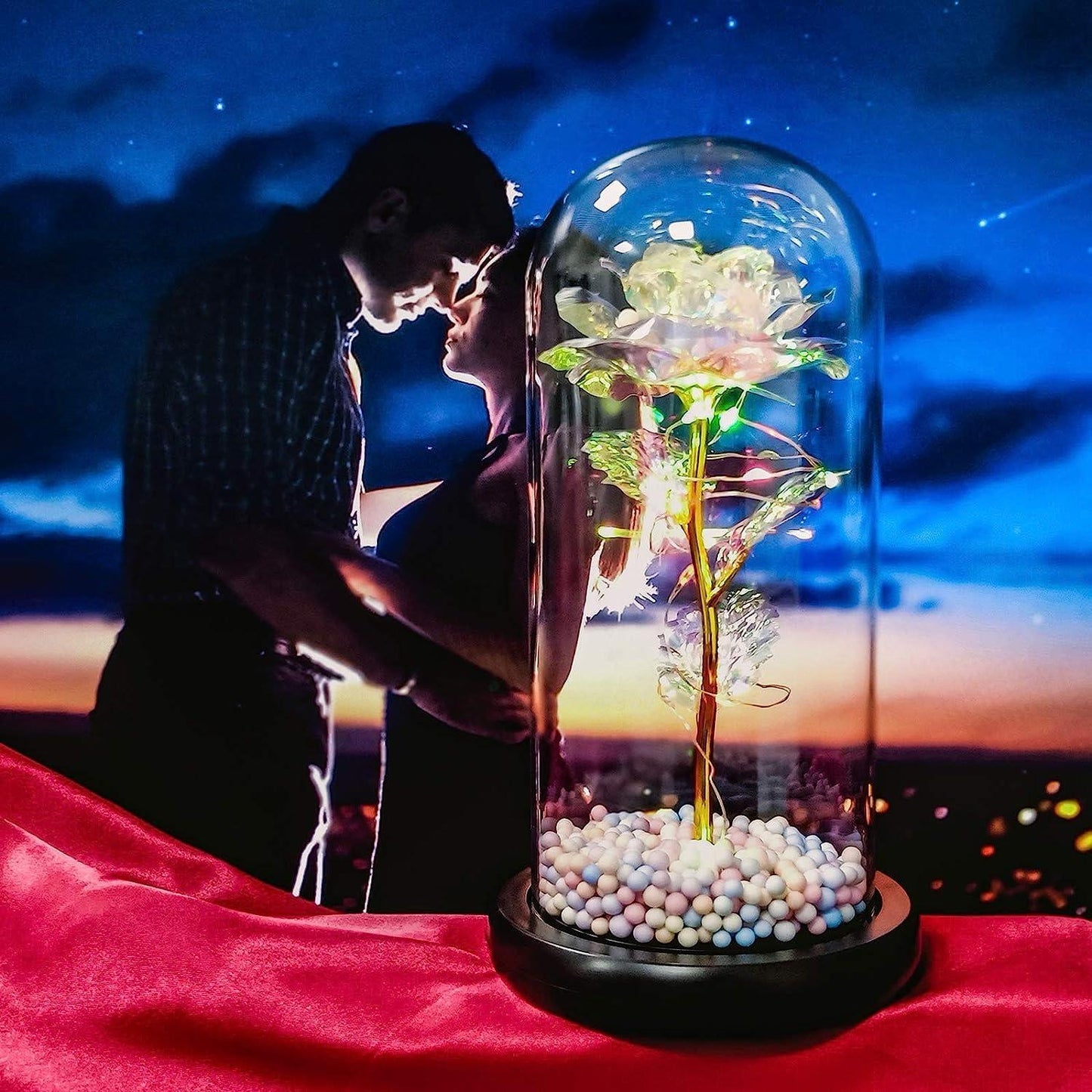 LED Galaxy Rose in Glass Dome - Romantic Gift for Special Occasions