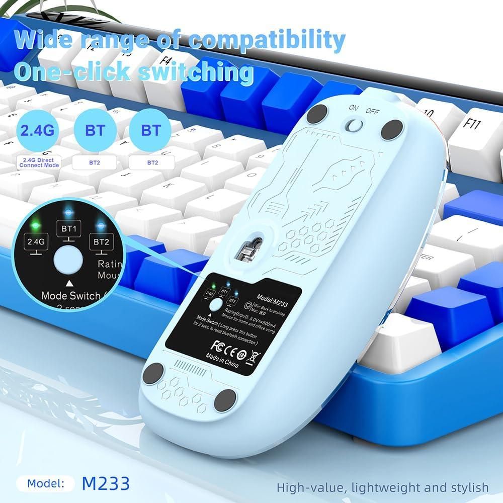 Rechargeable Transparent Mouse - Multi-Mode with Desktop Shortcut