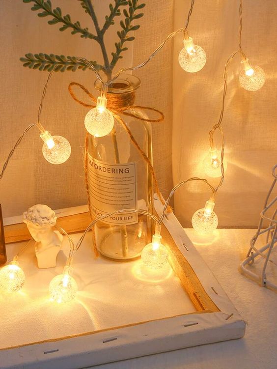 16 LED Crystal Balls String Light – Yellow, 3.5M (Warm Festive Decoration)