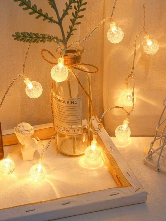 16 LED Crystal Balls String Light – Yellow, 3.5M (Warm Festive Decoration)