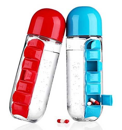 Pills Storage Bottle with Built-In Weekly Pill Organizer